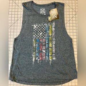 NWT Howitzer Women’s Size XL Grey “Pledge of Allegiance” Muscle Tank‎ Top